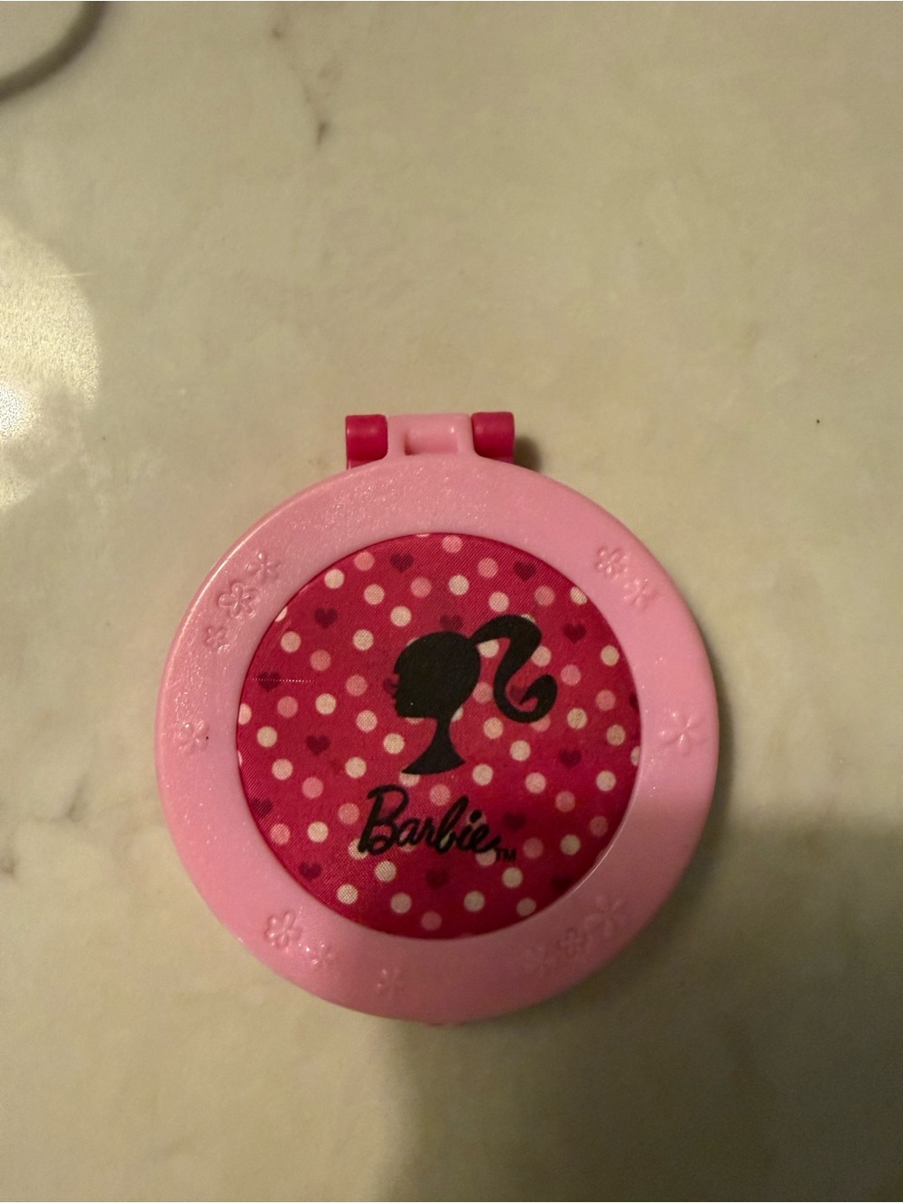 Barbie Pink Compact Mirror with Polka Dot Insert